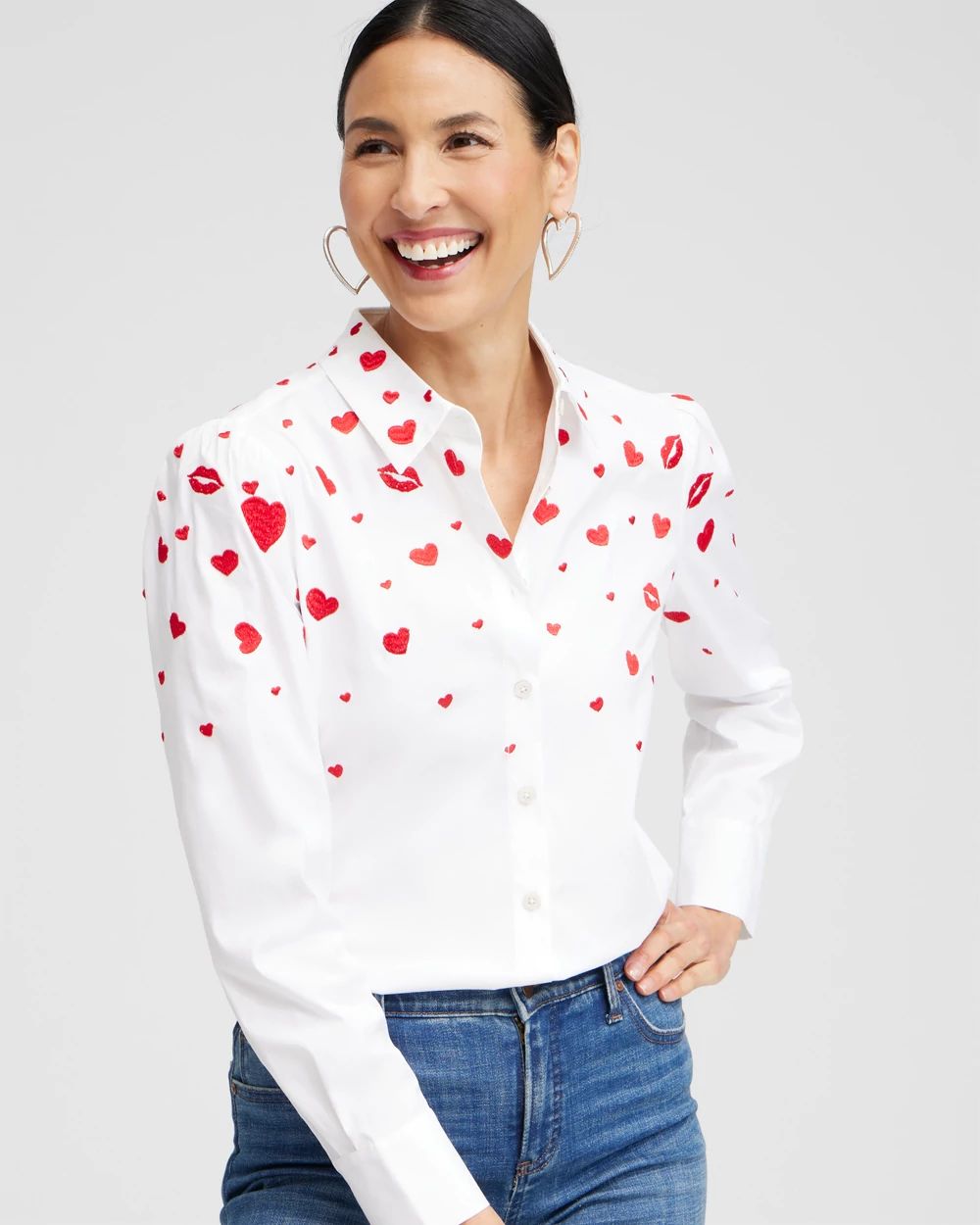 Embroidered Hearts Shirt | Chico's